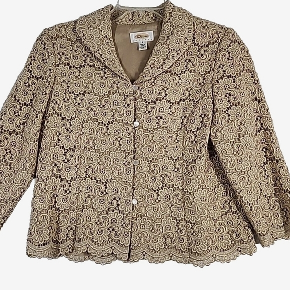 Talbots Petites Shimmer Lace Embroidered Overlay Blazer - Picture 1 of 6
